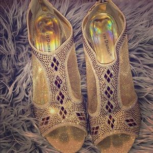 Gold sparkly heels